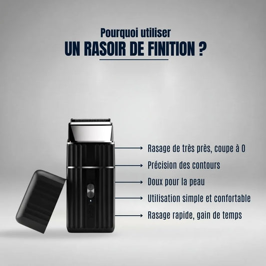 Optimisez vos contours avec le rasoir de finition électrique. Idéal pour un rasage de très près (coupe à 0), rapide et respectueux des peaux sensibles.
