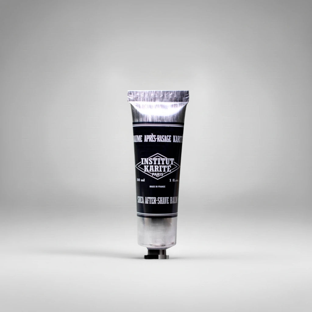 Baume après-rasage hydratant Institut Karité Paris en format voyage 30ml, enrichi à 25% de crème de karité pour nourrir et protéger.