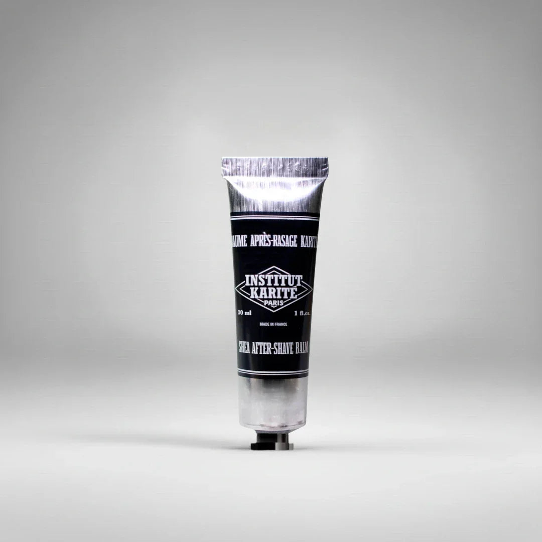 Baume après-rasage hydratant Institut Karité Paris en format voyage 30ml, enrichi à 25% de crème de karité pour nourrir et protéger.