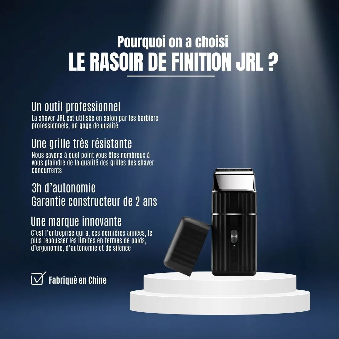 Le rasoir de finition JRL offre un rasage de très près (coupe à 0) avec 3h d'autonomie. Un outil professionnel innovant avec une grille ultra-résistante.