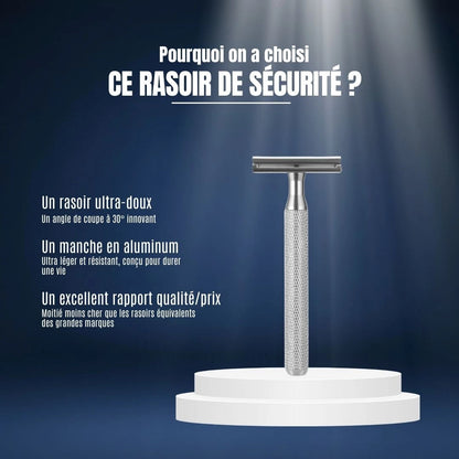 Pourquoi choisir ce rasoir de sécurité ultra-doux en aluminium ? Un design durable, un angle de coupe de 30° innovant et le meilleur rapport qualité/prix du marché.