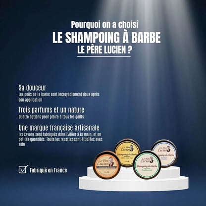 Pourquoi choisir le shampoing à barbe artisanal Le Père Lucien ? Une fabrication française à la main pour des poils incroyablement doux au meilleur prix.