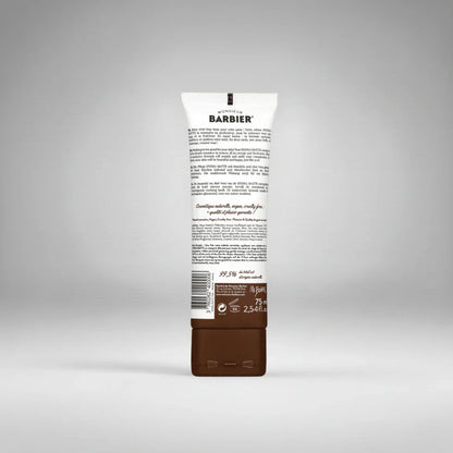 Vue arrière du tube Hydra Matte de Monsieur Barbier détaillant sa composition naturelle, vegan et cruelty-free pour un soin du visage respectueux et efficace.