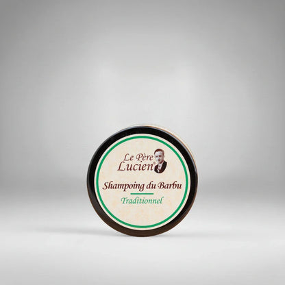 Shampoing du Barbu "Traditionnel" Le Père Lucien. Un savon artisanal 100% végétal sans parfum, idéal pour nettoyer et adoucir la barbe des peaux les plus sensibles.