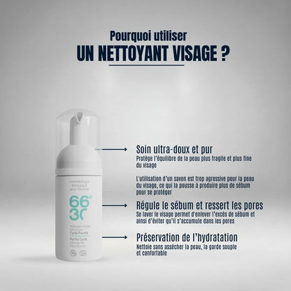 Purifiez votre peau en douceur avec un nettoyant visage. Régule le sébum, resserre les pores et préserve l'hydratation naturelle sans agresser l'épiderme.